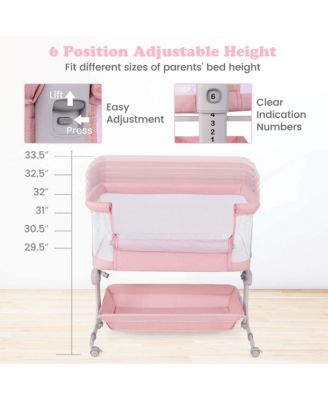 Baby Bassinet Bedside Sleeper with6-Level Adjustable Height
