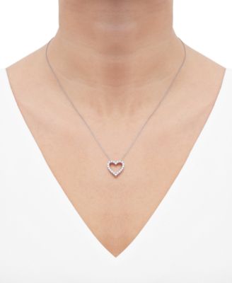 Diamond Heart Pendant 18" Necklace (1/2 ct. t.w.) in 10k White Gold