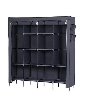 67&amp;quot; Portable Wardrobe Storage Rack with 12 Shelves and 4 Side Pockets for Organized Clothes Storage