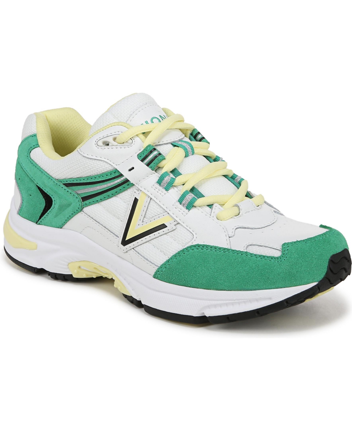 Vionic Womens 23Walk 2.0 Walking Shoes - White green suede leather