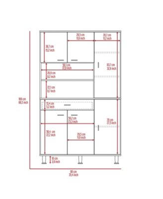 Helis 90 Kitchen Pantry Cabinet, Two Open Shelves, One Drawer, Multiple Cabinets, White