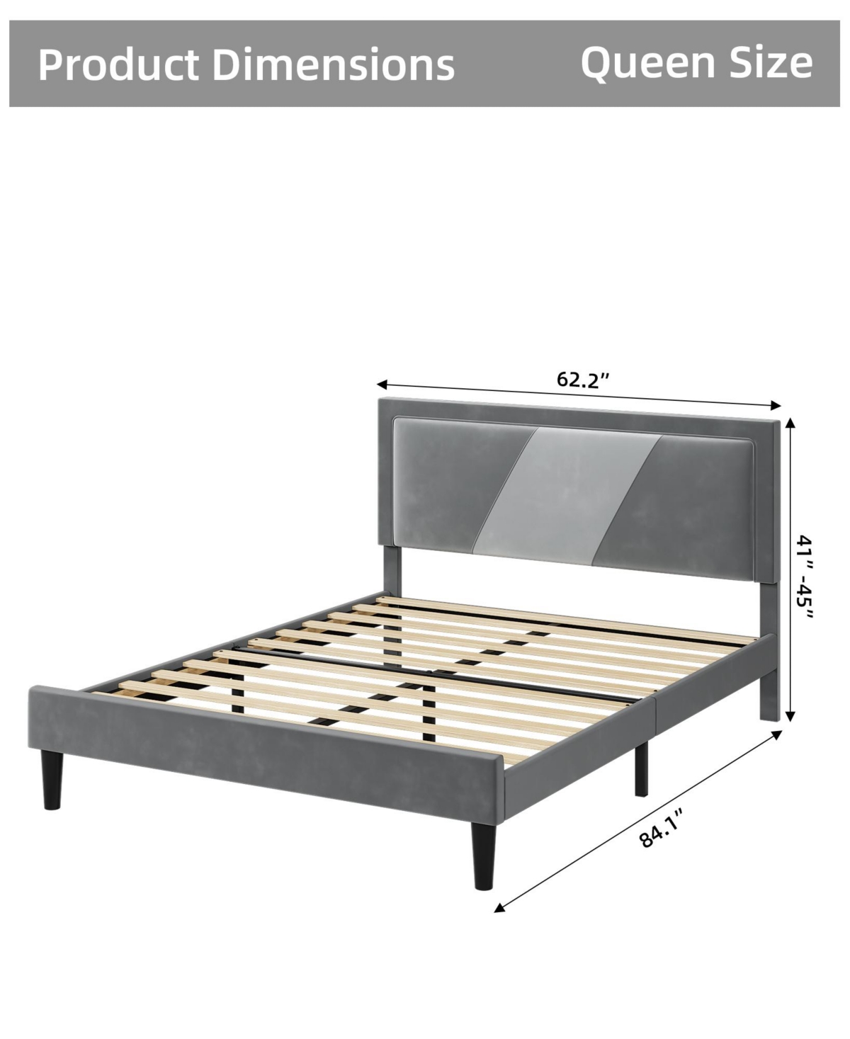 gaomon Upholstered Bed Frame With Adjustable Headboard - Modern Platform Bed Frame With Wood Slats Support - Easy Assembly