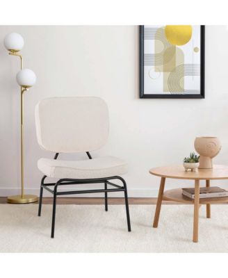 1 PCS Upholstered Accent Chair with Sponge Padding Adjustable Foot Pads & Metal Frame