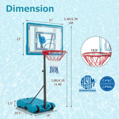 Adjustable Pool Basketball Hoop with Stable Base Portable Design and Durable Backboard for Indoor and Poolside Play