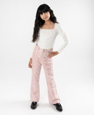 Stella 88 Big Girls Pearl Embellished Faux Corset Sweater