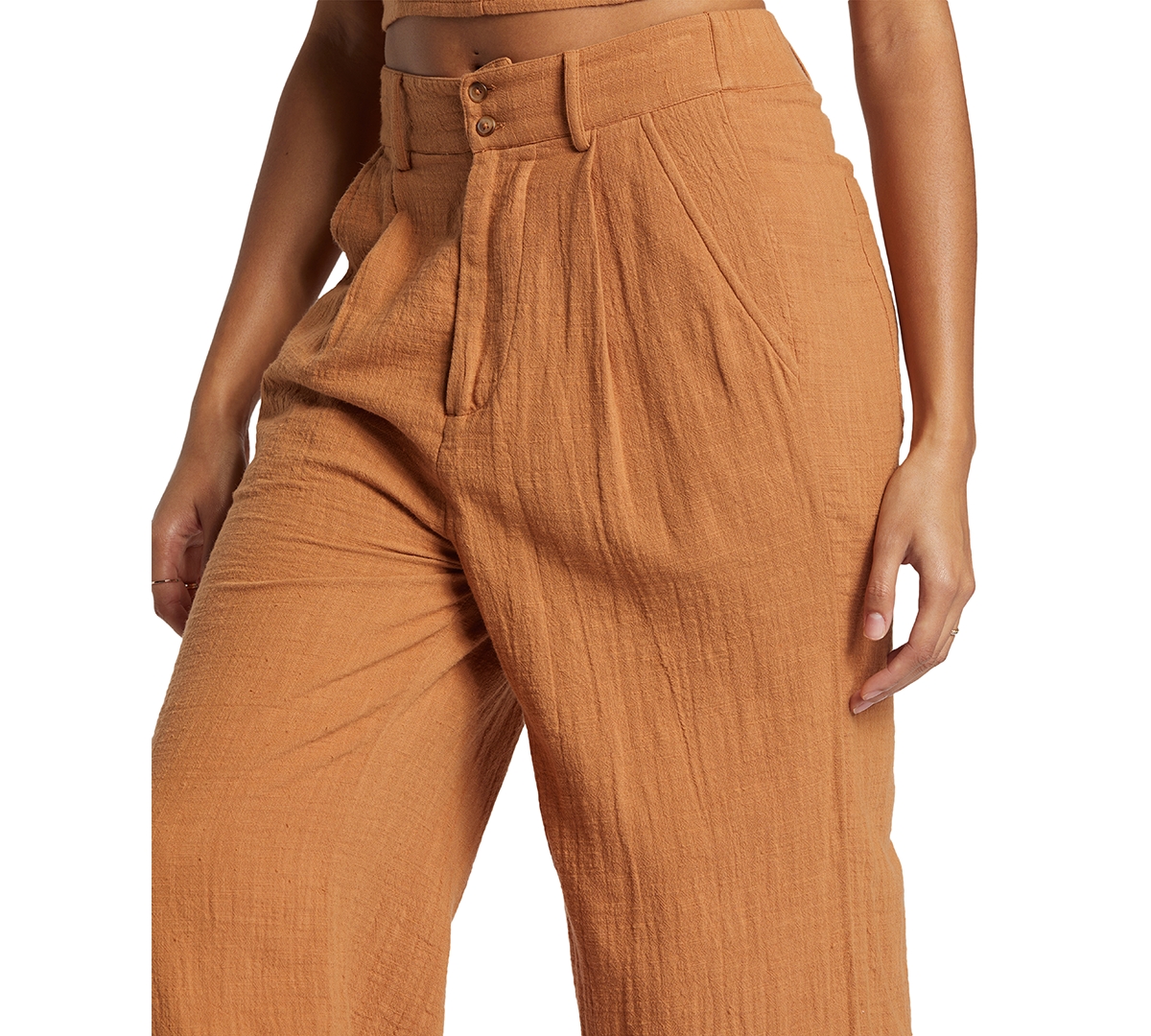 Shop Billabong Juniors' Tailor Made Cotton High-rise Pants In Sandalwood