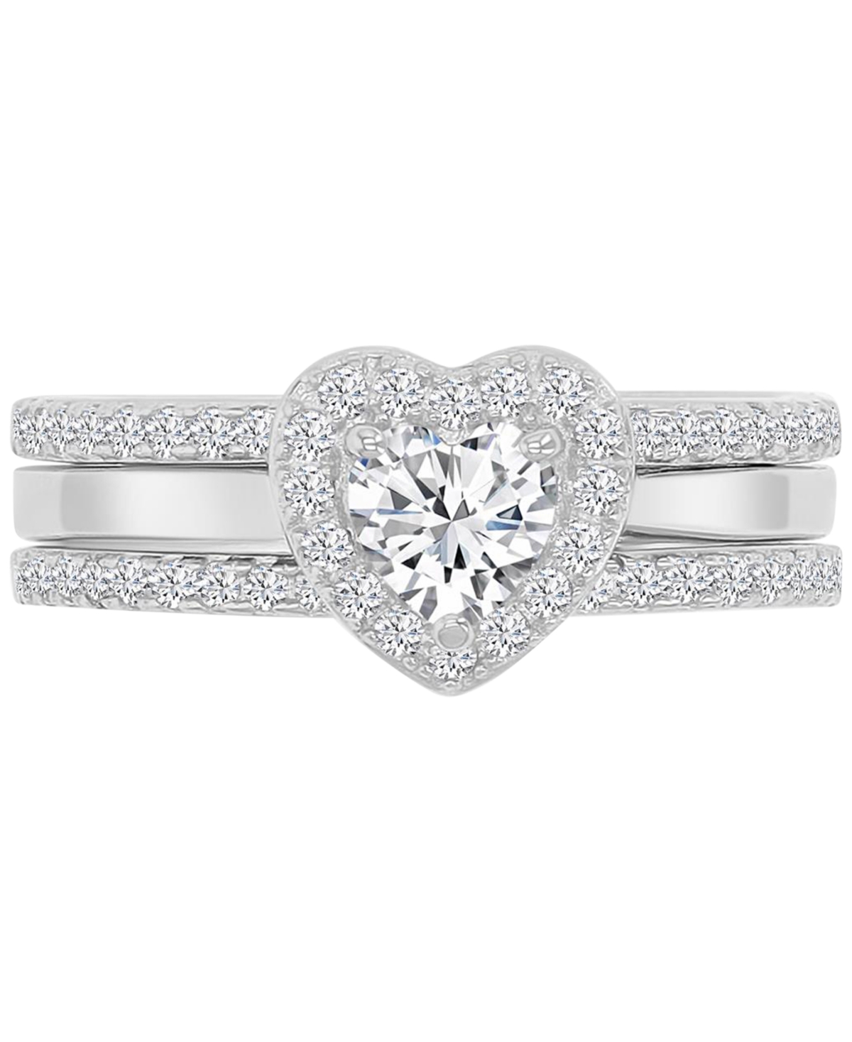 Macy's Cubic Zirconia Sterling Silver Heart Ring, Exclusively At  In Rhodium