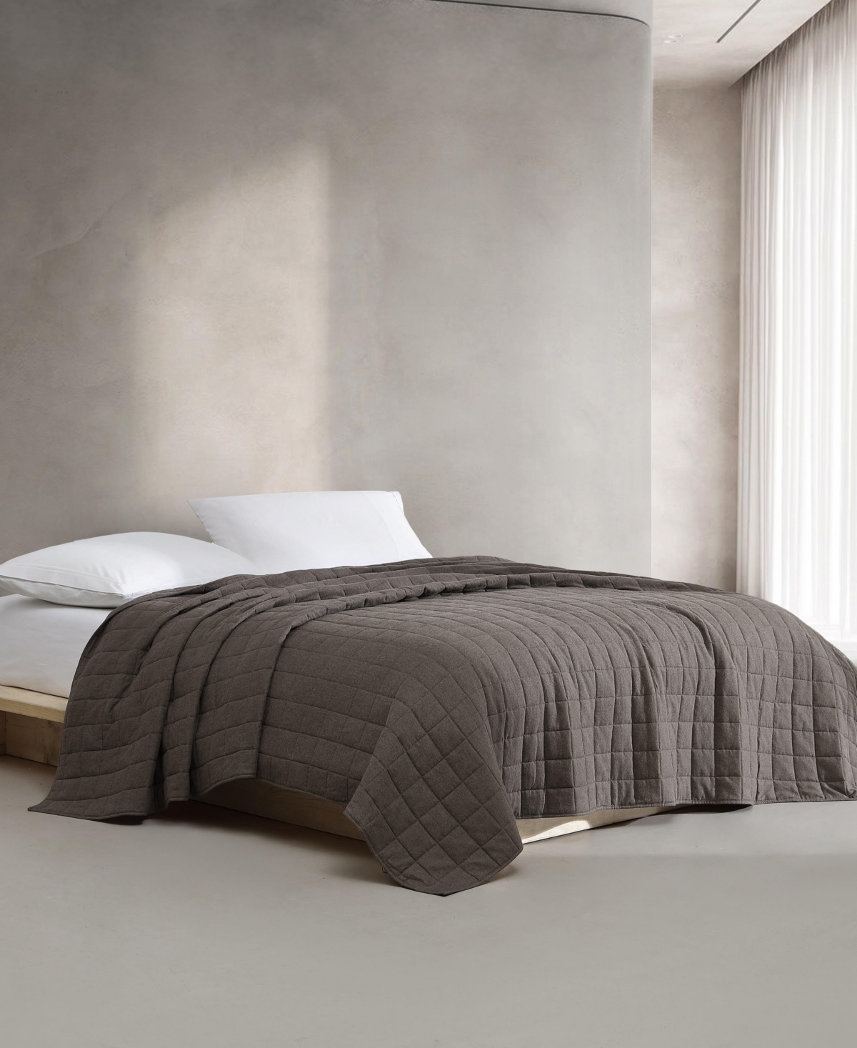 Calvin Klein Closeout!  Melange Flannel Quilt, Queen In Brown