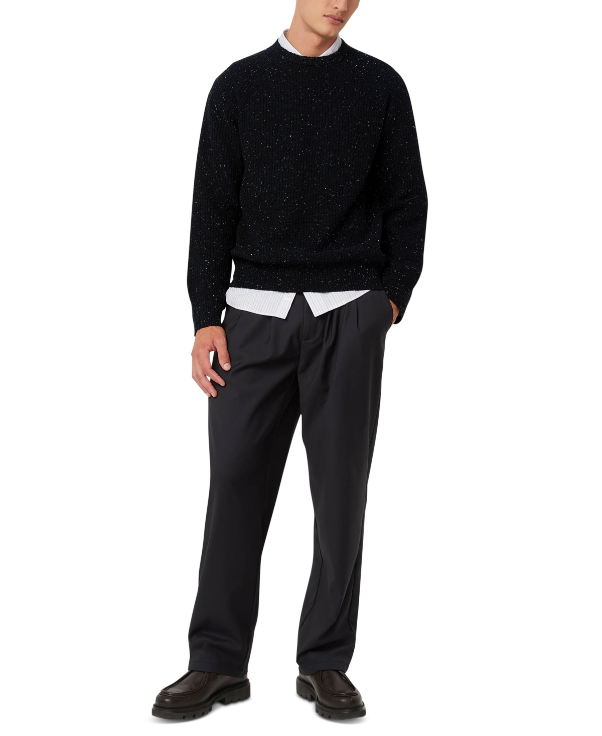 Frank And Oak Men's Relaxed-Fit Ribbed-Knit Donegal Sweater