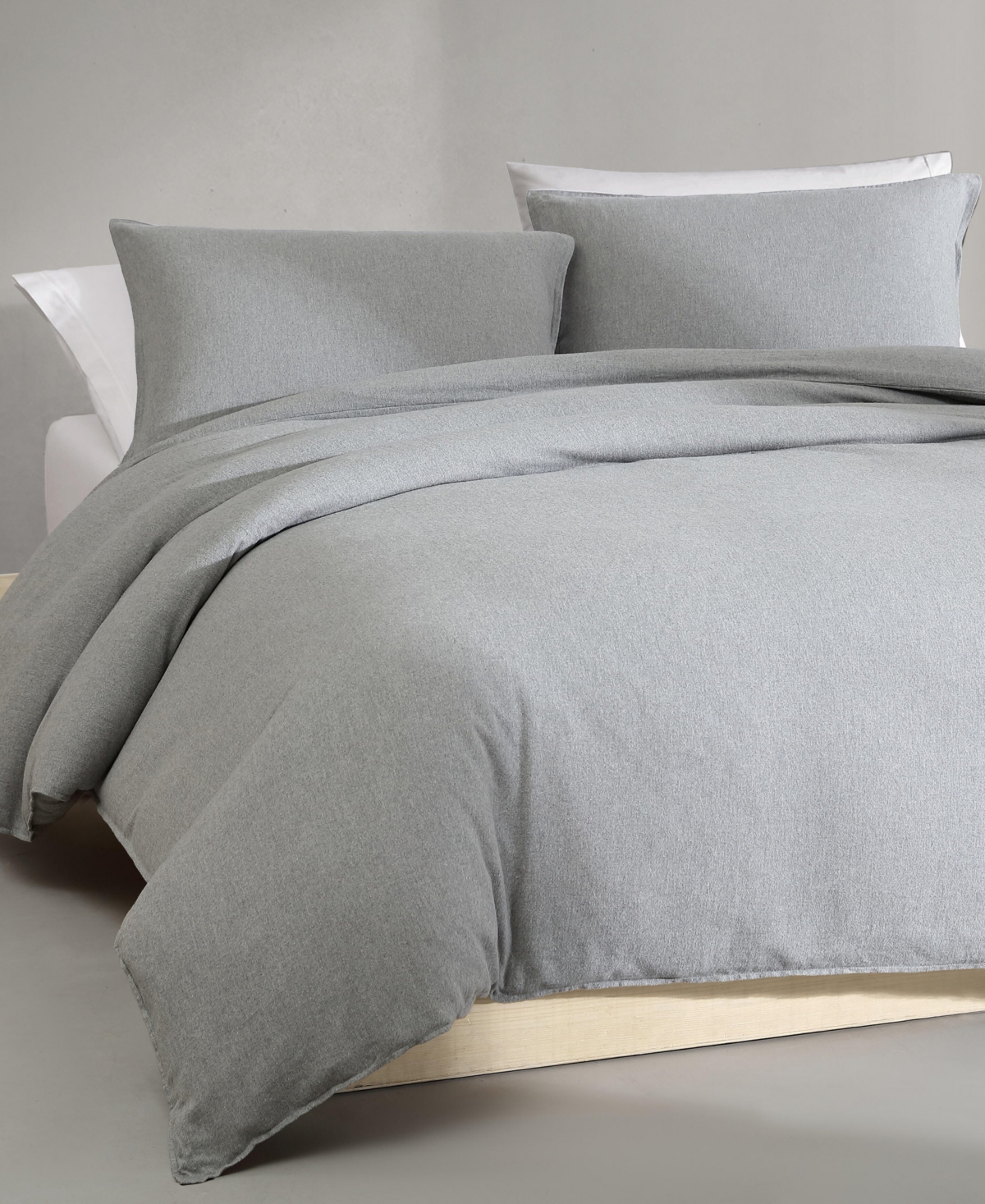 Calvin Klein Melange Flannel 3-pc. Duvet Cover Set, Queen In Silver Grey