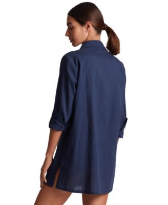 Women's Logo Embroidered Shirt Swim Cover-Up