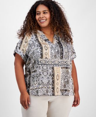 JM Collection - Plus Size Paisley-Print Top
