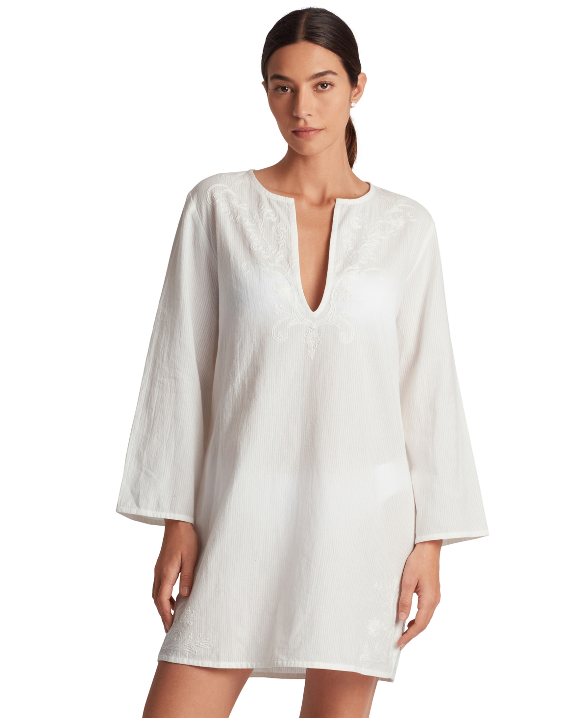 Women's Embroidered Tunic Cover-Up - White