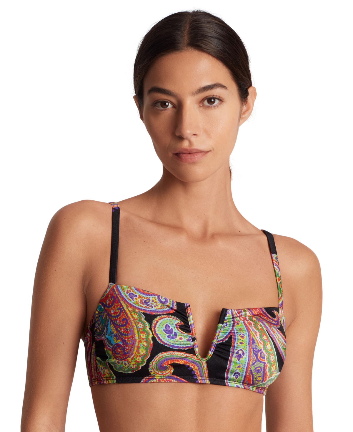 Shop Ralph Lauren Women's Paisley-print U-wire Bikini Top In Bordado Paisley