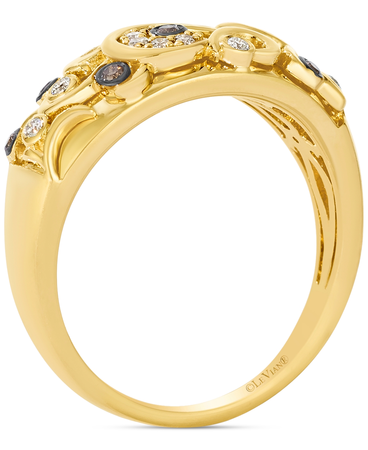 Le Vian Nude Diamond & Chocolate Diamond Filigree Ring (1/6 Ct. T.w.) In 14k Honey Gold In Yellow Gold