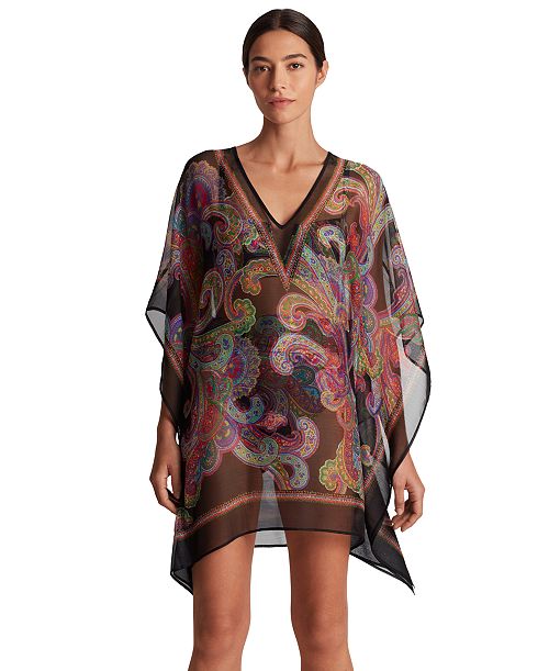 alfani Lauren Ralph Lauren Women's Parder Poncho Swim Cover-Up Women's Fashion Shoes & Accessories