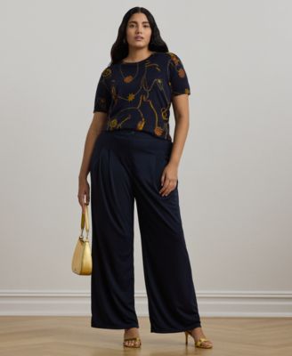 Plus Size Stretch Jersey Wide-Leg Pants