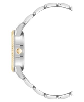 Women's Coin Edge Silver-Tone and Gold-Tone Alloy Metal Bracelet Watch, 36mm