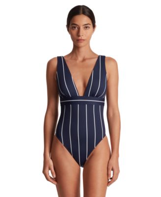 ラルフローレン ストライプ Vネック ワンピース 水着 LAUREN RALPH LAUREN ストライプ水着 Vネック 正規品 残りわずか