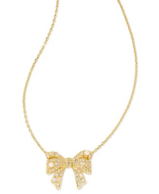 Kendra Scott - Gold-Tone Cultured Freshwater Pearl (2-3/4mm) & Crystal Bow Adjustable 17" Pendant Necklace