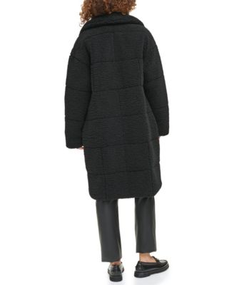 Women's Long Sherpa Snap-Closure Teddy Coat