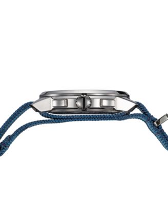 Men's Swiss Chronograph Madrigal Dark Blue Striped NATO Strap Watch 42mm