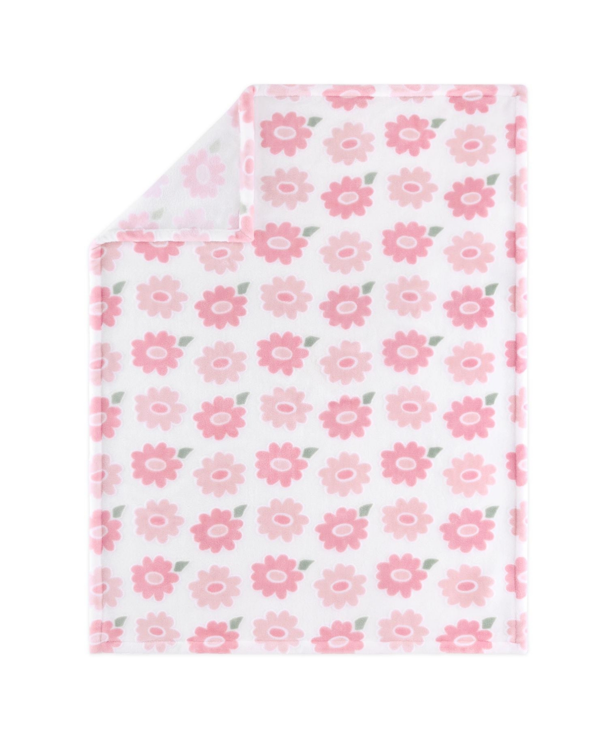 The PeanutshellFloral Fun 5 Piece Bedding Set for Baby Girls, Nursery Set with Blanket - Pink