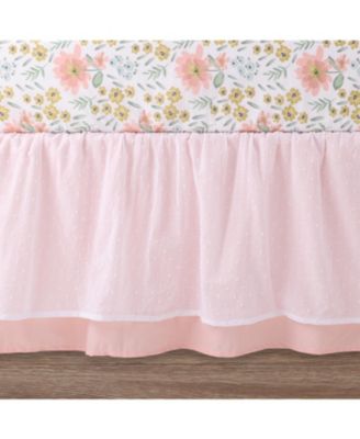 Wildflower Cotton Crib Bedding Set for Baby Girls, 4 Pieces