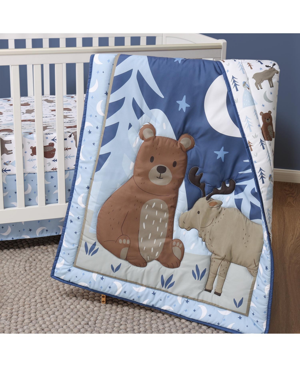The Peanutshell Crib Bedding Set for Baby Boys, Under the Stars, 3 Pieces
