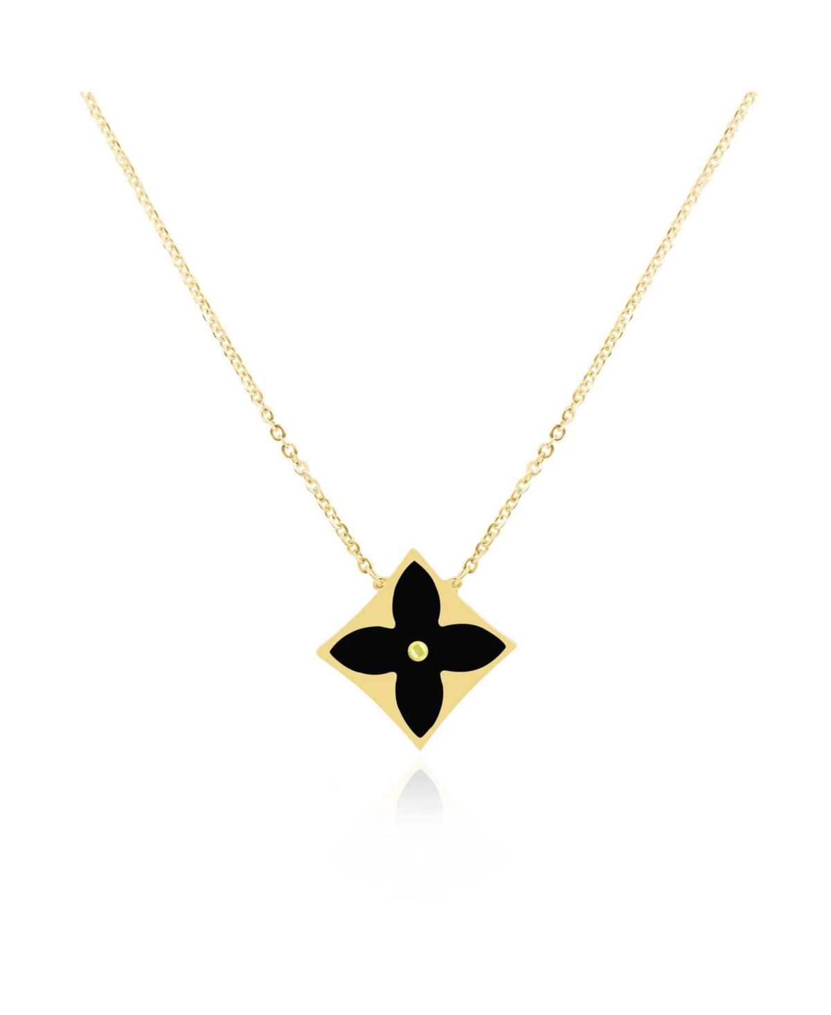 Onyx Luxe Flower Necklace 14K Gold - Onyx