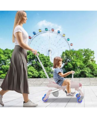 2-in-1 Kids Ride-on Push Car with LED Lighted Wheels Removable & Adjustable Handle