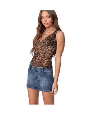 Edikted Womens Laur Leopard Printed Cupped Top - Macy's