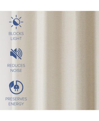 Brushed Serengeti Stria 100% Blackout Grommet Pair (2 panels), 52"×96"