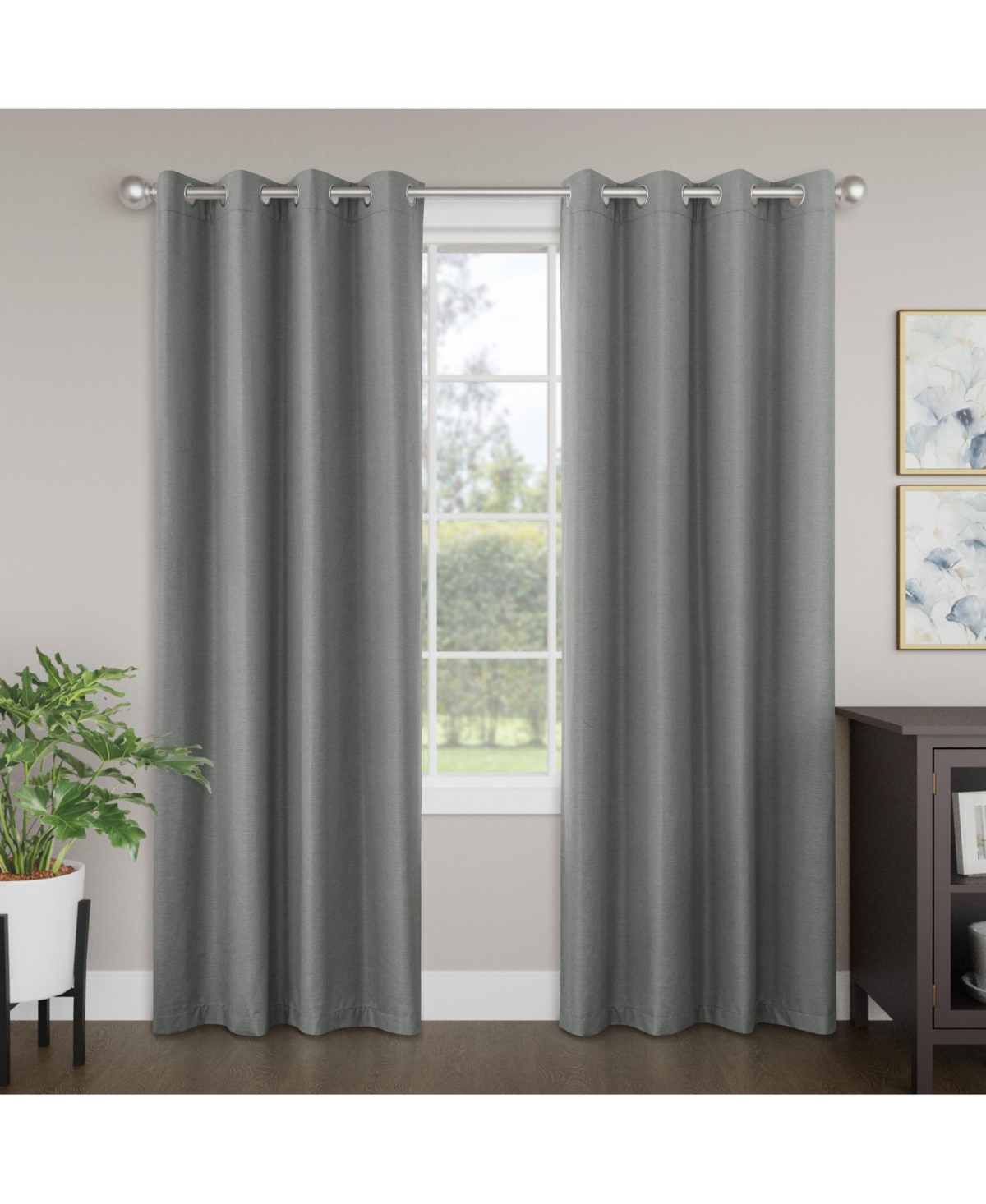 Awesome Home Brushed Serengeti Stria 100% Blackout Grommet Pair (2 panels), 52