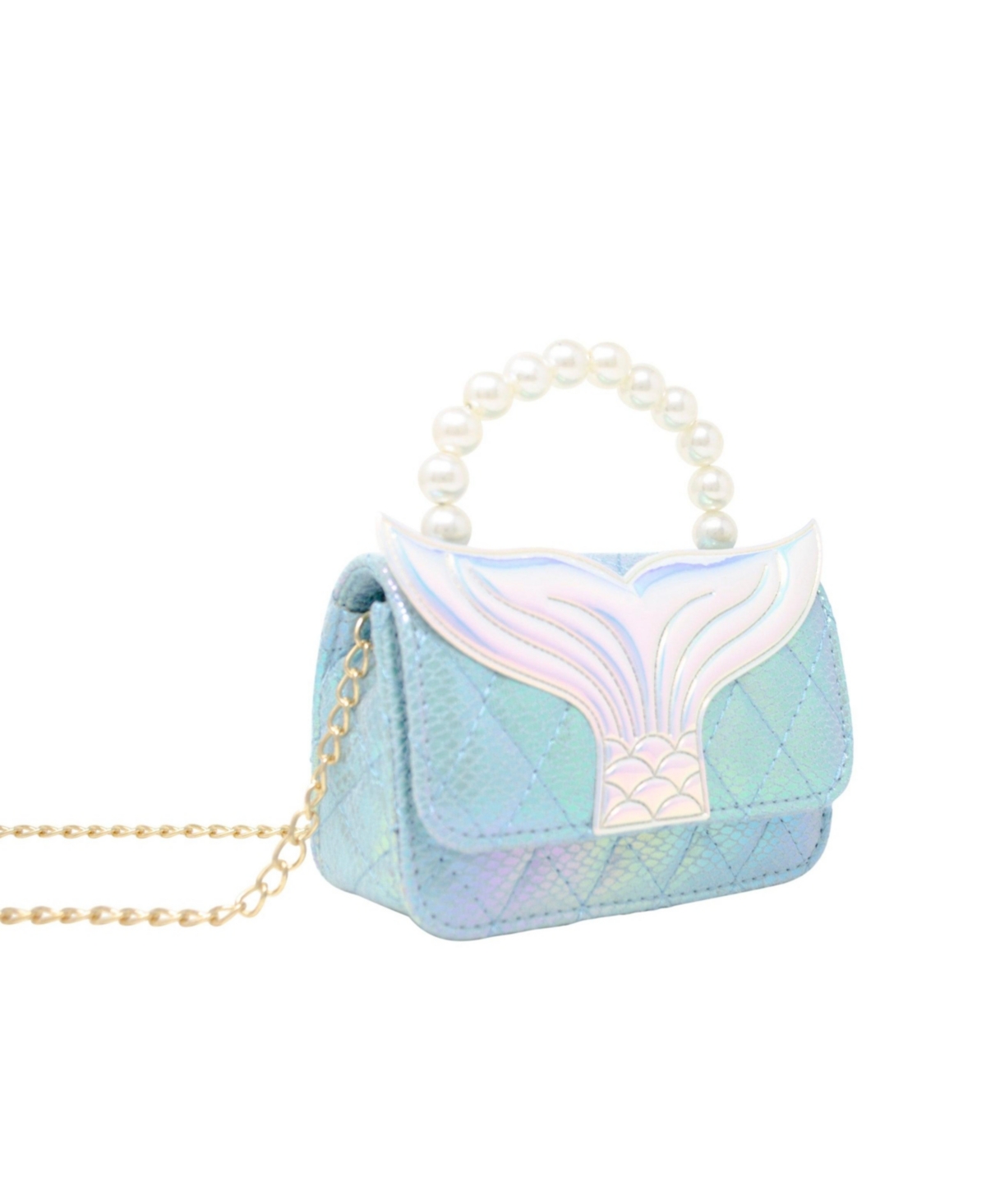 Tiny Treats + Zomi Gems Girls Mermaid Tail Pearl Handle Bag,- Blue