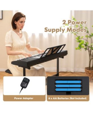 61-Key Portable Electronic Keyboard Piano with Stand and Stool