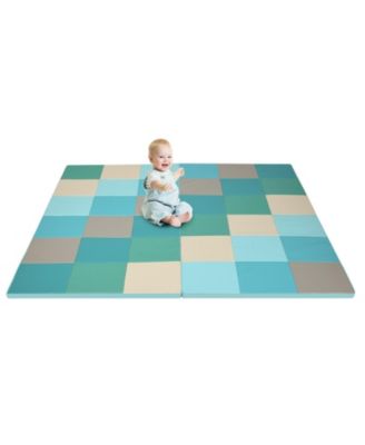 58 Inch Toddler Foam Play Mat Baby Folding Activity Floor Mat-Light Blue