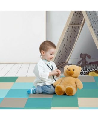 58 Inch Toddler Foam Play Mat Baby Folding Activity Floor Mat-Light Blue