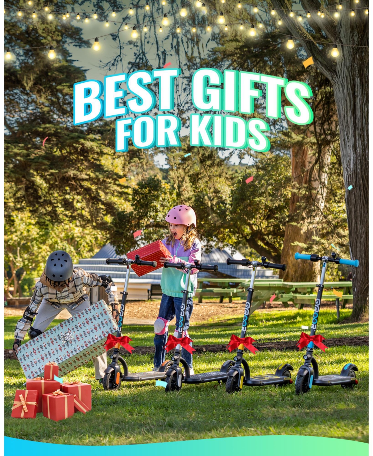 Gyroor H40 Kids Electric Scooter with 180W Motor & Led Visible Display, 10 Mph, Colorful Lights, Adjustable Speed and Height, Electric Scooter for Kid