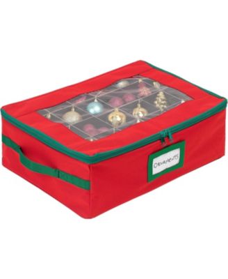 Underbed Christmas Ornament Storage Box with Dividers and 2 Removable Trays, Holds Up to 48 Ornaments