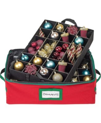 Underbed Christmas Ornament Storage Box with Dividers and 2 Removable Trays, Holds Up to 48 Ornaments
