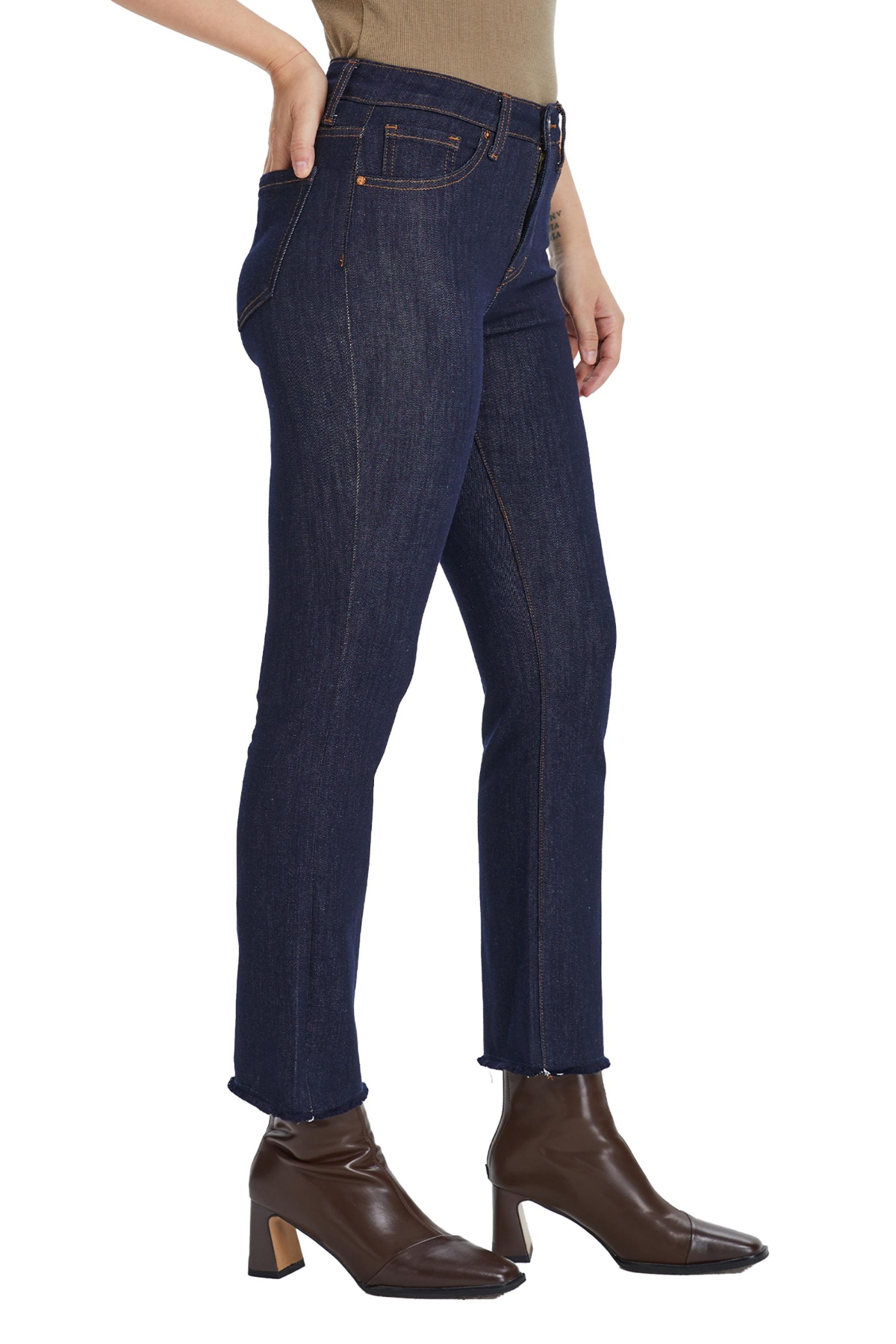 BAYEAS WOMEN'S HIGH RISE RAW HEM STRAIGHT JEANS 