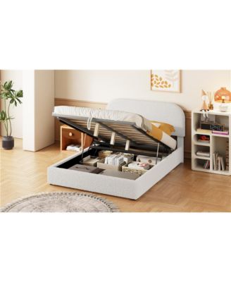 Streamdale Teddy Fleece Platform Bed with Hydraulic Storage