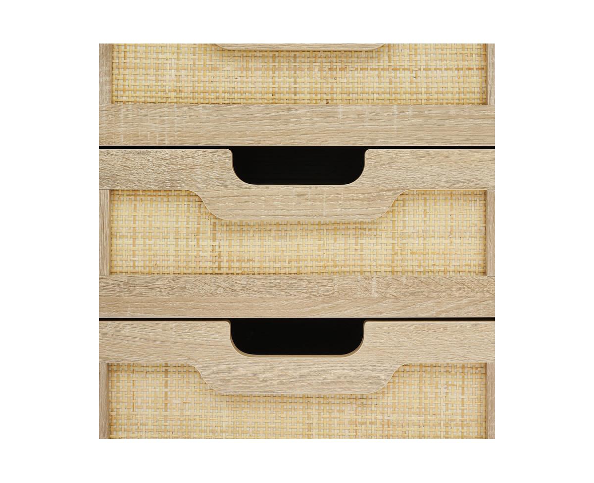 gaomon Rattan Nightstand,Nightstand with 3 Natural Rattan Drawers, Boho Mid Century Modern Bedside Table, Stylish End Table, and Functional Sid