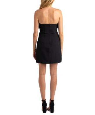 Women's Strapless Mini Rosette-Trim Dress
