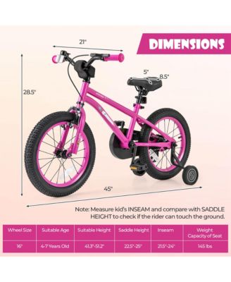 16-Inch Kid s Bike for 4-7 Years Old with Adjustable Saddle & Anti-slip Handlebar