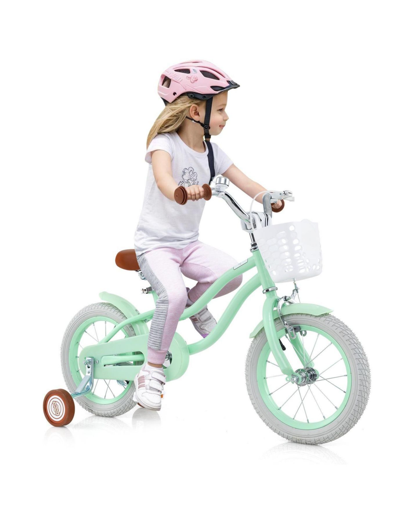 Детская игрушка HONGGE 14-Inch Kids' Bike with Adjustable Seat, Training Wheels & Bell, Ages 3-8 — фото 4