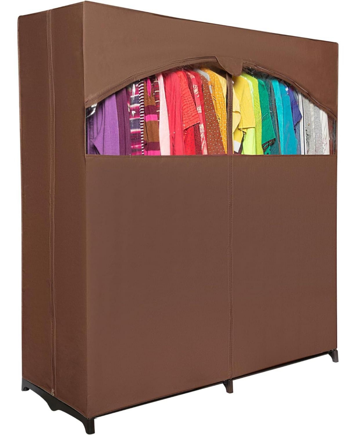 Portable Wardrobe Closet with Hanging Rod - White