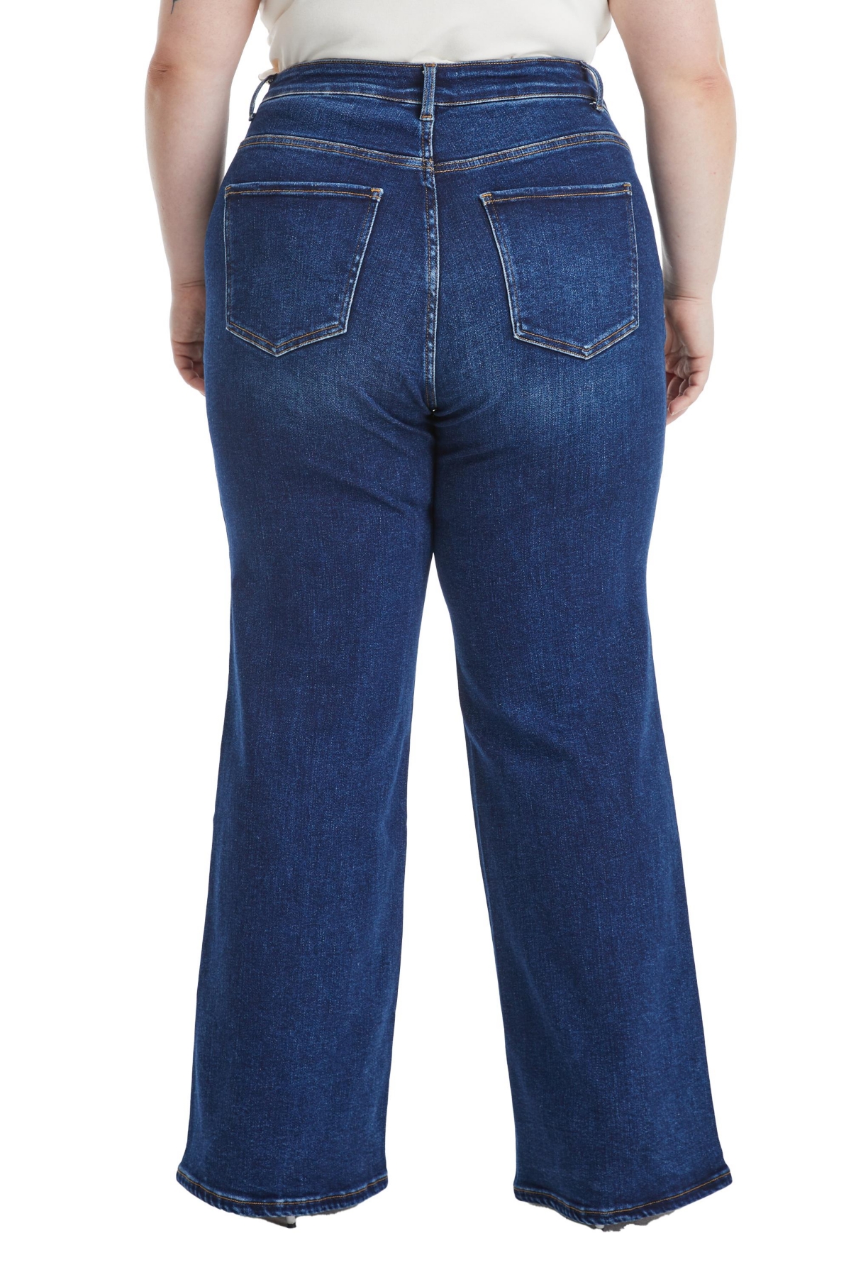 Bayeas Plus Size Linda High Rise Wide Leg Jeans In Deep Sea