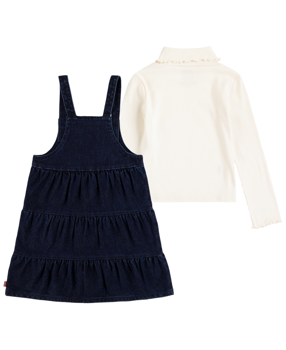 Levi's Little Girls 2-piece Long Sleeve Top And Sparkle Tiered Skirtall Set